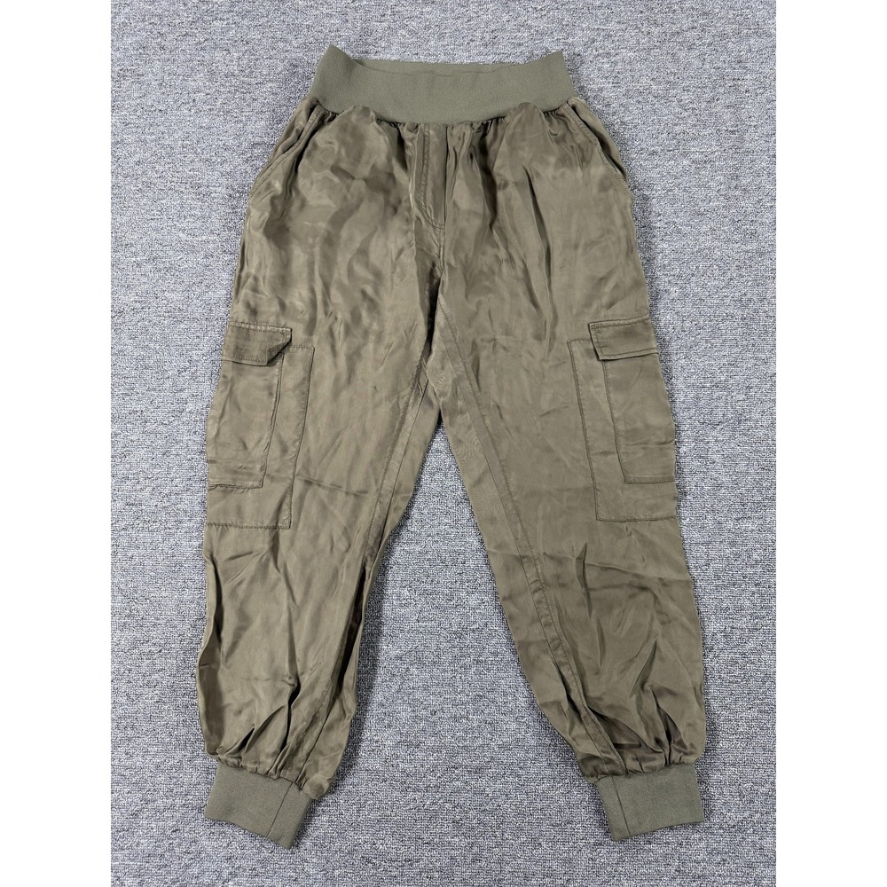 Cinq a Sept Jogger Pants Womens Medium Green Giles Cargo Utility‎ Satin Curpo